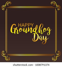 Vector illustration of a Background with Cute Marmot for Happy Groundhog Day, 2 February.