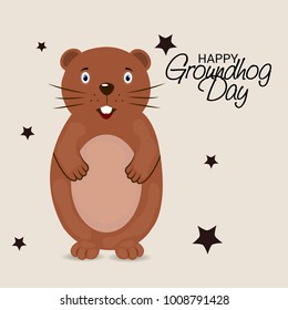Vector illustration of a Background with Cute Marmot for Happy Groundhog Day, 2 February.