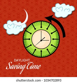  Vector Illustration of a Background for Day Light Saving Time End, remember to Fall Back.