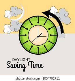  Vector Illustration of a Background for Day Light Saving Time End, remember to Fall Back.
