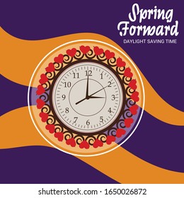 Vector illustration of a Background for Daylight Saving Time Summer Fall Back and Spring Forward.