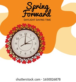 Vector Illustration Of A Background For Daylight Saving Time Summer Fall Back And Spring Forward.