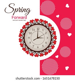 Vector illustration of a Background for Daylight Saving Time Summer Fall Back and Spring Forward.