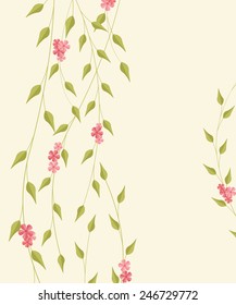 Vector illustration background with decorative branches and flowers