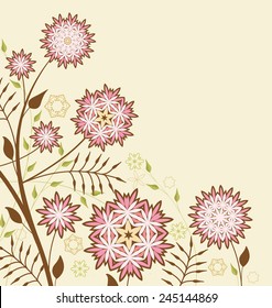 Vector illustration background with decorative flowers and leafs