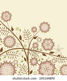 Vector illustration background with decorative flowers and leafs