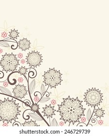 Vector illustration background with decorative flowers and leafs