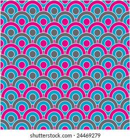 Vector illustration background depicting a retro circles pattern.