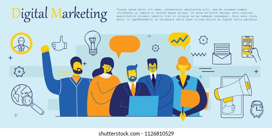 Vector illustration background of digital marketing in flat style