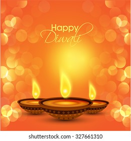 Vector illustration or background for Diwali with beautiful Diwali oil lamp
