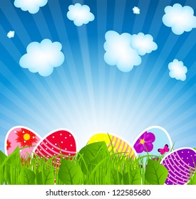 Vector illustration background with  easter eggs