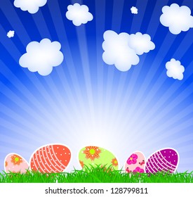 Vector illustration background with  easter eggs