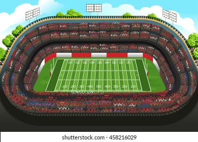 A vector illustration of background of an empty American football stadium