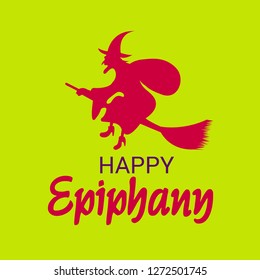 Vector illustration of a Background for Epiphany (Epiphany is a Christian festival) with Flying Witch.