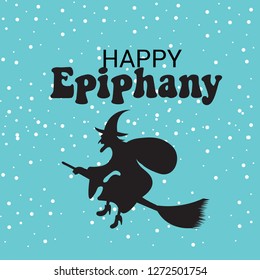 Vector illustration of a Background for Epiphany (Epiphany is a Christian festival) with Flying Witch.