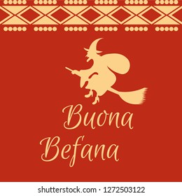 Vector illustration of a Background for Epiphany (Epiphany is a Christian festival) with Italian Lettering Quote Buona Befana.