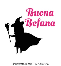 Vector illustration of a Background for Epiphany (Epiphany is a Christian festival) with Italian Lettering Quote Buona Befana.