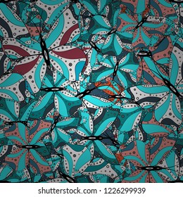 Vector illustration. Background for fabric, textile, print and invitation. Beautiful color butterflies on a blue, white and black colors. Seamless pattern.