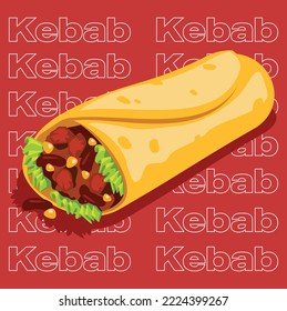 Icono de kebab de comida rápida de fondo de ilustración de vector