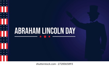 Fondo de Ilustración vectorial con la silueta de Abraham Lincoln combinado con Elementos de bandera estadounidenses, diseñado para el Día del Presidente y las celebraciones del cumpleaños de Abraham Lincoln. Adecuado para temas patrióticos, contenido histórico, carteles, Anuncios, materiales educativos y diseños de vacaciones nacionales de Estados Unidos.
