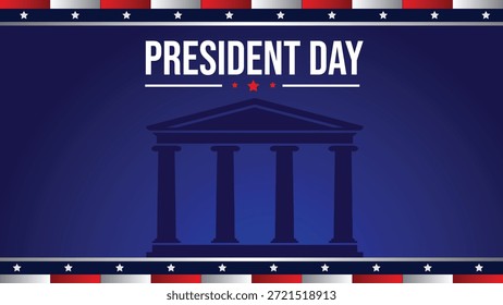 Fondo de Ilustración vectorial con la silueta de la Casa Blanca combinada con Elementos de la bandera estadounidense. Diseñado para las celebraciones del Día del Presidente, adecuado para temas patrióticos, fiestas nacionales de Estados Unidos, contenido político, Anuncios, carteles, gráficos de redes sociales y materiales educativos.