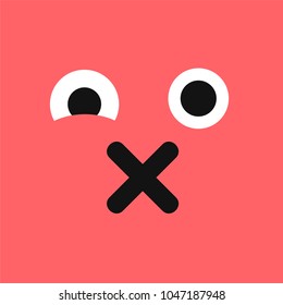 Vector illustration. Background with feelings.Single Silent emoji.