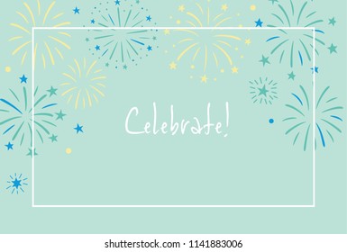 Vector illustration background of fireworks and stars