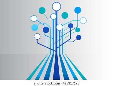 Vector illustration background with floating blue lines and tree structure as template for business presentations