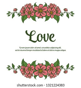 Vector illustration background flower with lettering love hand drawn