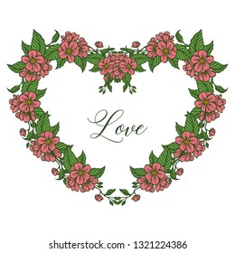 Vector illustration background flower with lettering love hand drawn
