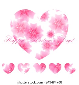 Vector illustration of background with flower pink hearts. Greeting card