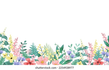 Vector illustration background of flowers and leaves.