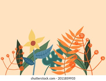 vector illustration background of flowers and some leaves. wallpapers. hand drawing