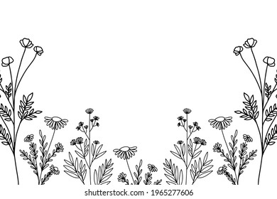 Vektorgrafik-Hintergrund mit Blumen. Stil mit Kopienraum für Text. Hintergrund für Grußkarten, Poster, Banner und Plakate.