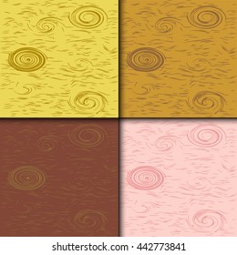 vector illustration background of four different wooden structured tiles, available to use separate or all together