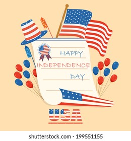 vector illustration of background of Fourth of July American Independence Day