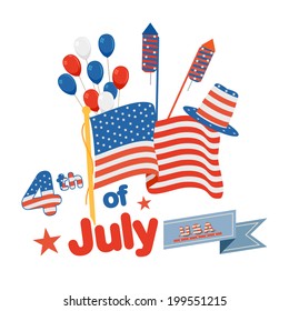 vector illustration of background of Fourth of July American Independence Day