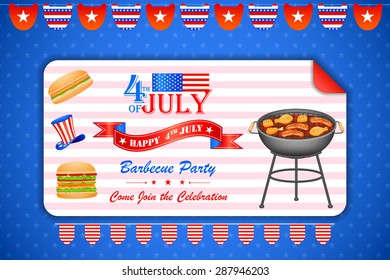 Vector Illustration Of Background For Fourth Of July American Independence Day Barbecue Party