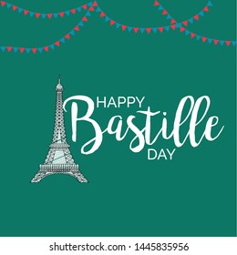 Vector illustration of a Background for the French National Day,Happy Bastille Day.