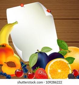 Vector illustration of a Background with Fruits