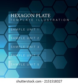 Vector illustration of a background of geometric shapes of hexagons in a high-tech style. Modern geometric design template with text and paragraphs.