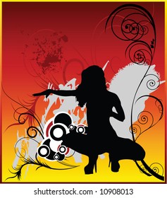 Vector illustration. Background with girl