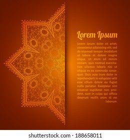vector illustration. Background with gold lace circular ornament and place for text