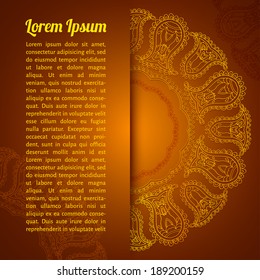 vector illustration. Background with gold lace circular ornament and place for text