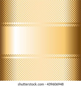 Vector illustration of Background with gold mesh. Gold ribbon in the middle.
