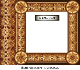 vector illustration of background with Golden frame with gems of the East a rich pattern