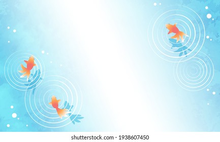 Vector illustration background of goldfish swimming seen from directly above