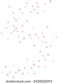 Ilustración vectorial del fondo de pétalos de flores de cerezo graduados bailando en una curva en forma de S