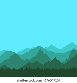 Vector Illustration Background Green Blue Mountain Stock Vector ...