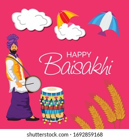 Vector illustration of a Background for Happy Baisakhi.